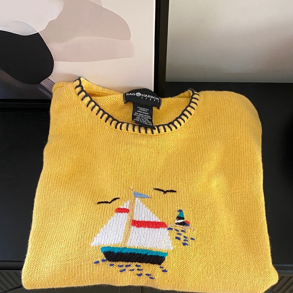 Vintage Yellow Nautical Knit Sweater - Picture 7 of 7